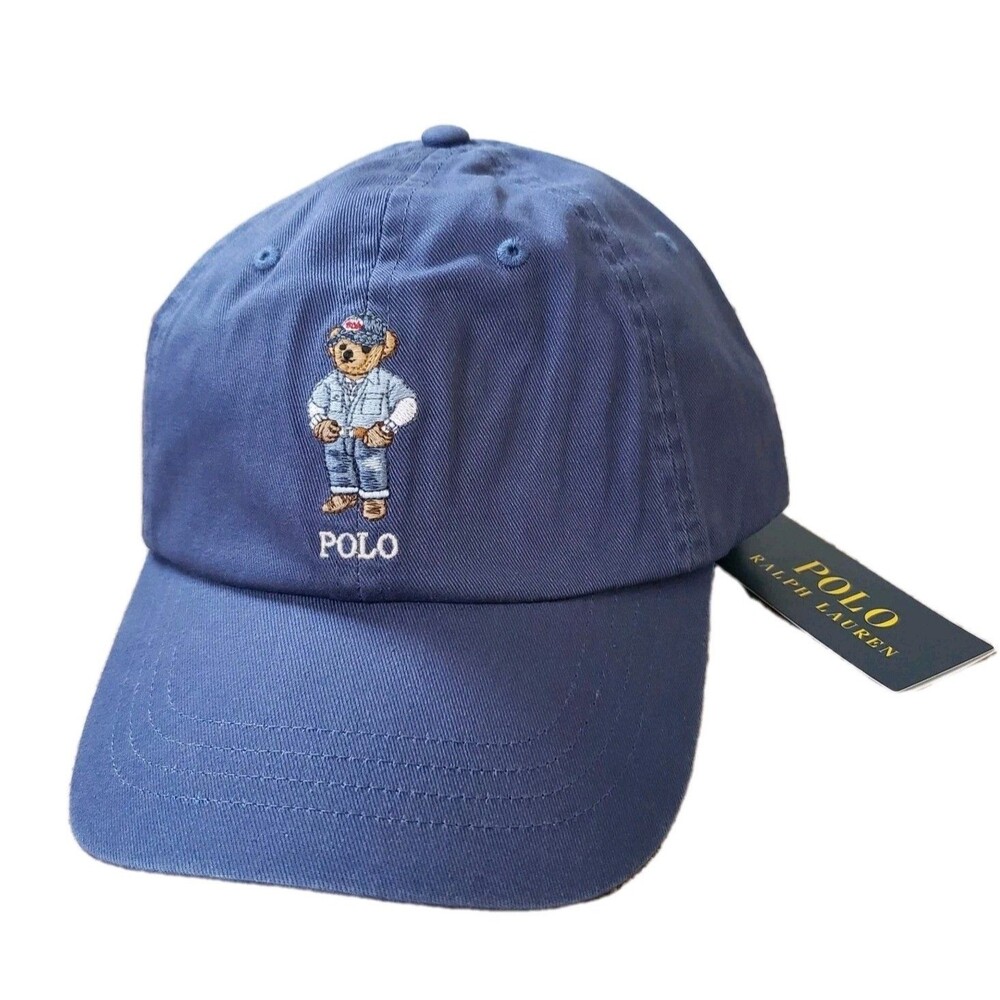 NWT Polo Ralph Lauren Ranch Bear Light Navy Twill Strapback Hat Cap Preppy Adult